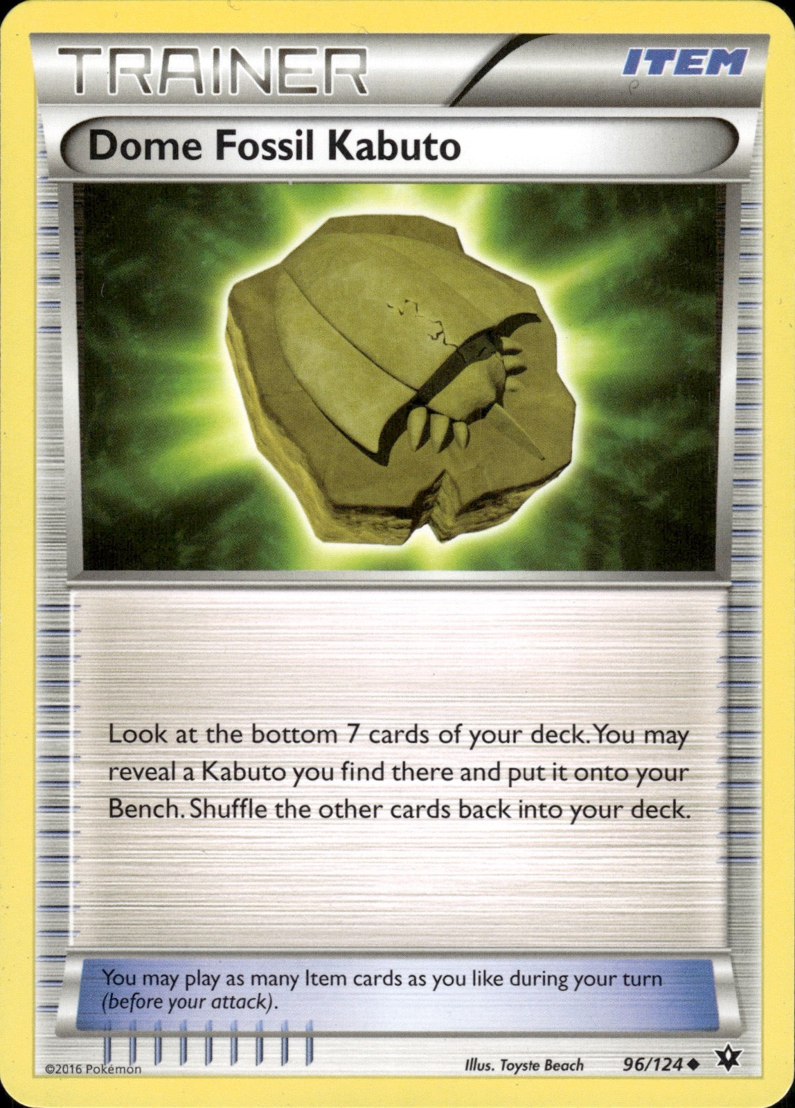 Dome Fossil Kabuto 96/124 Uncommon Fates Collide Pokemon Lightly Played
