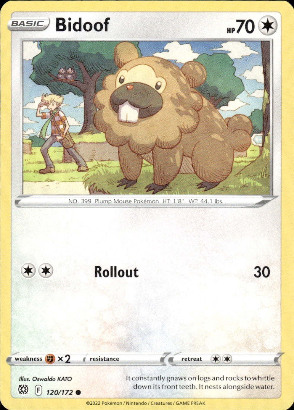 Bidoof 120/172 Common Brilliant Stars Pokemon Lightly Played