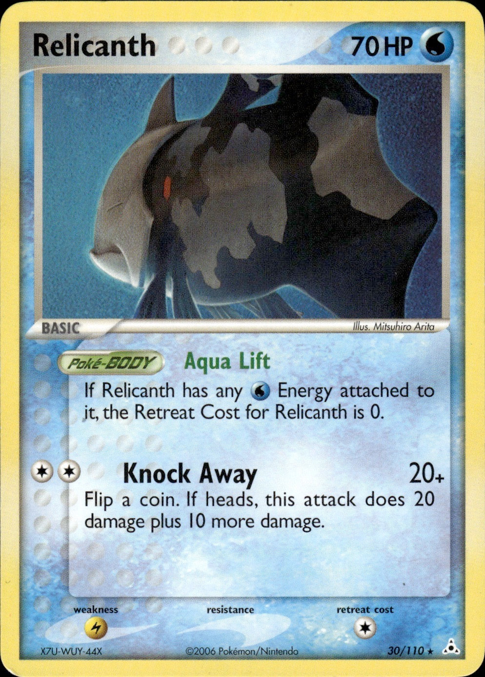Relicanth 30/110 Rare Holon Phantoms Pokemon Lightly Played