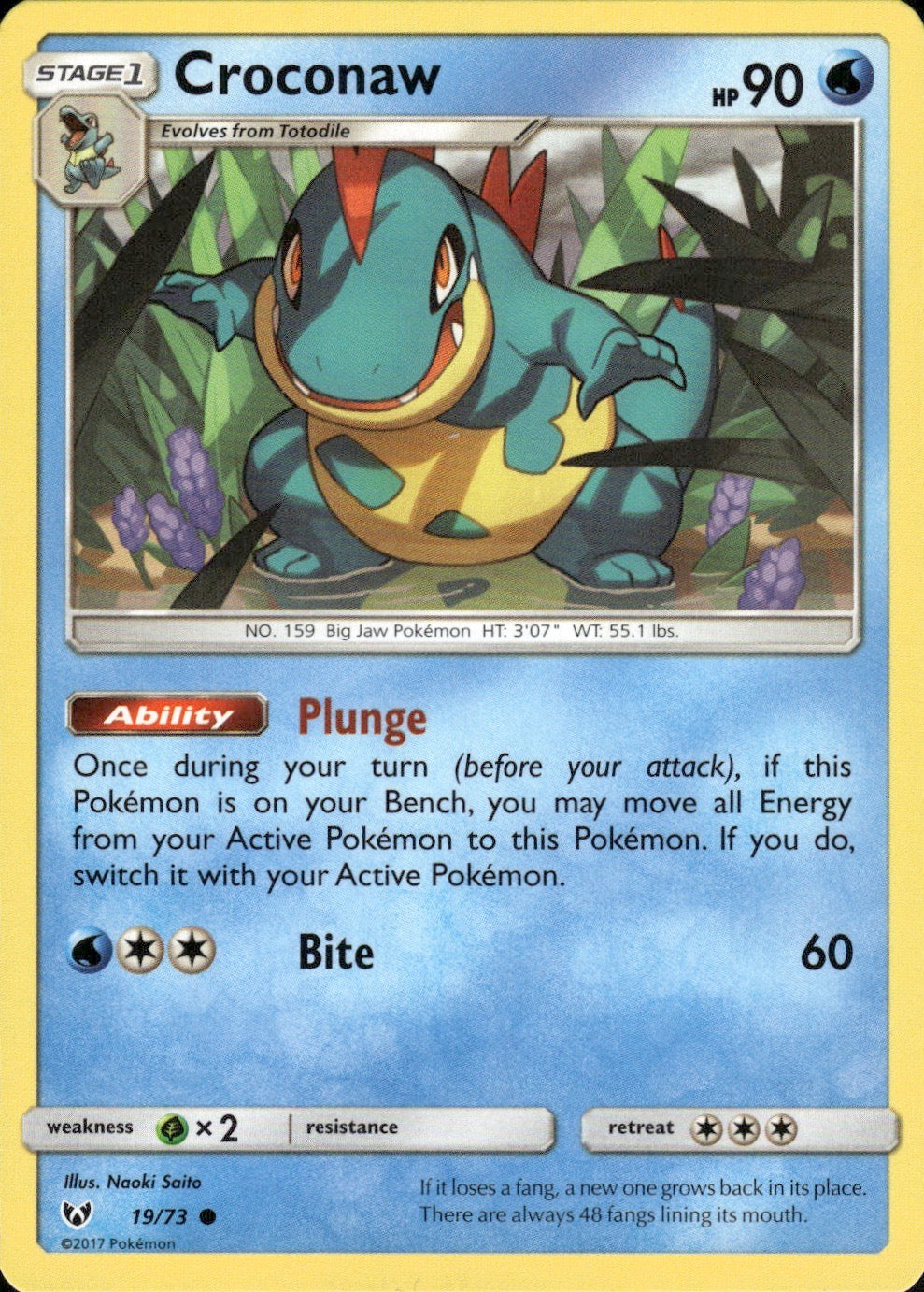 Croconaw 19/73 Common Shining Legends Pokemon Lightly Played