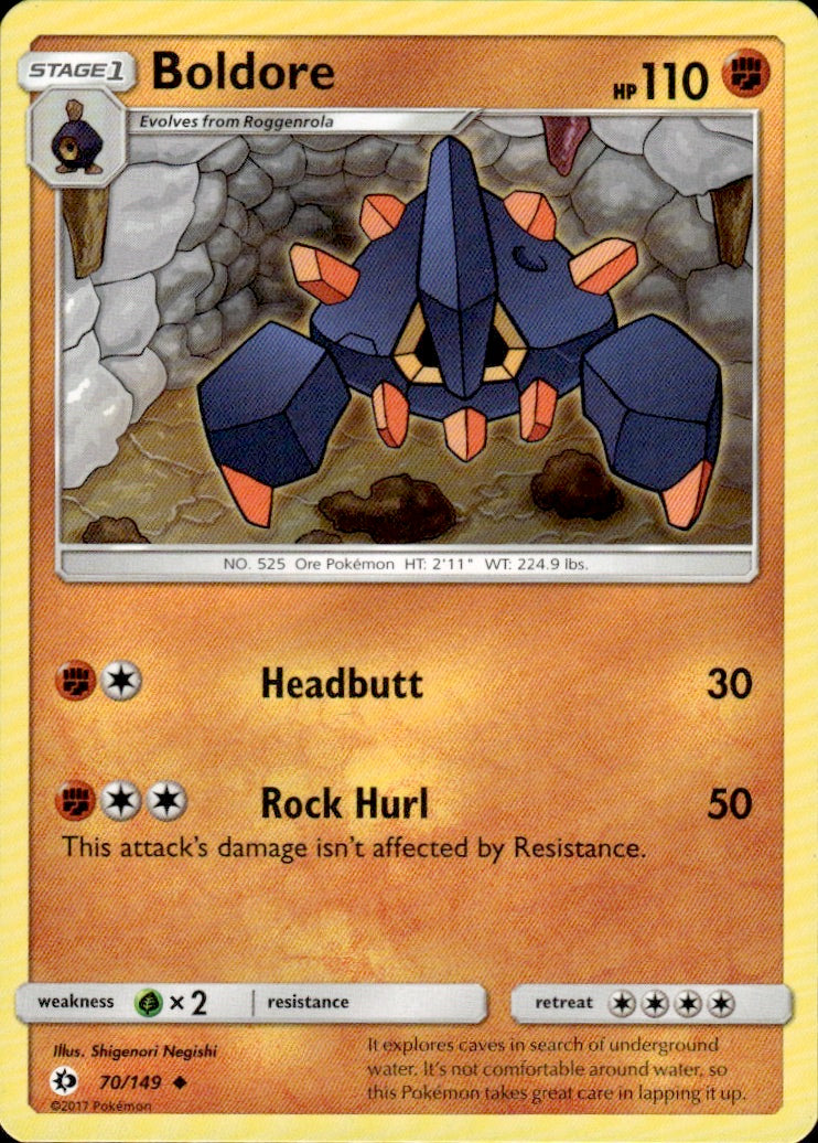 Boldore 70/149 Uncommon SM Base Set Pokemon Lightly Played