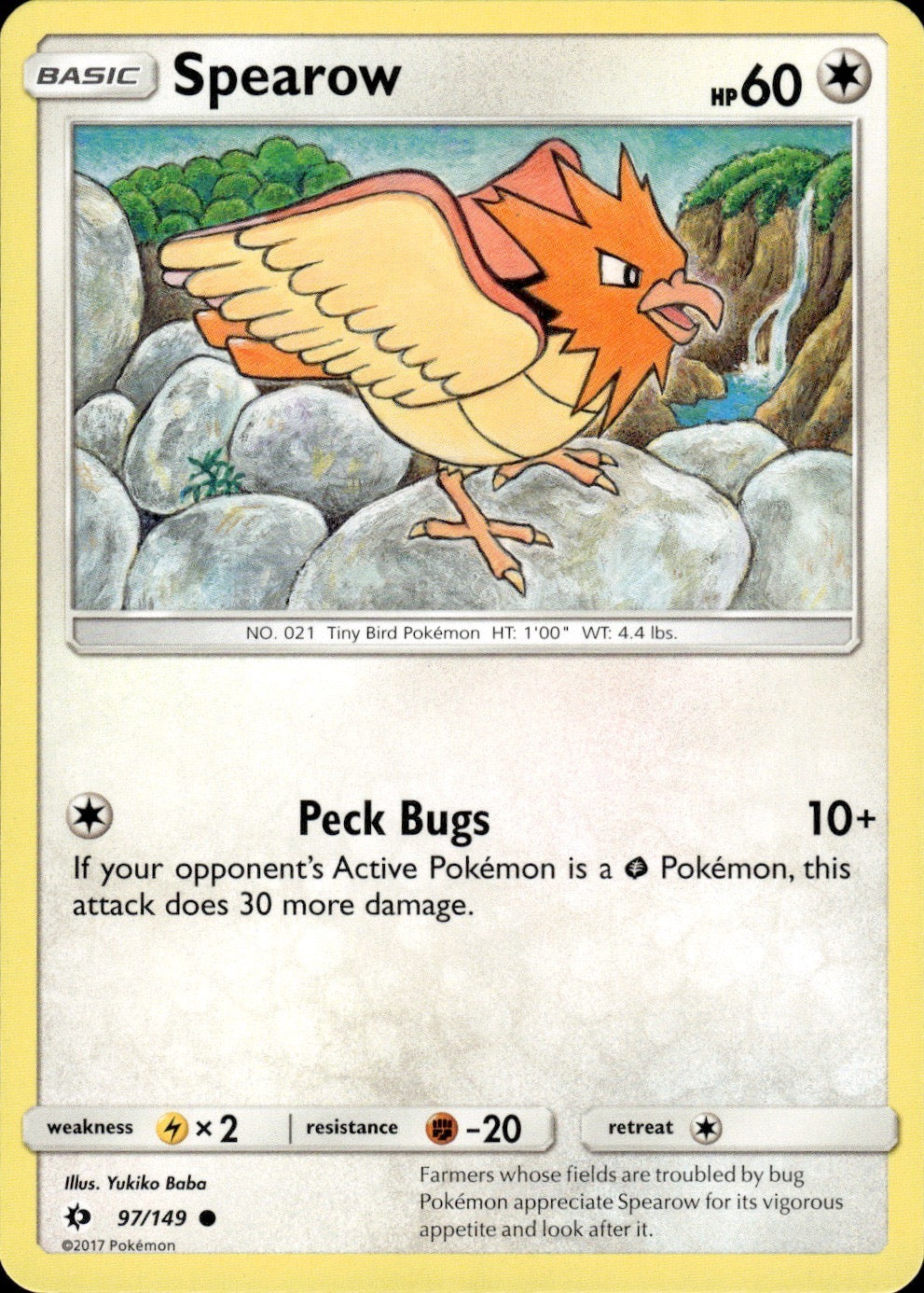 Spearow 97/149 Common SM Base Set Pokemon Lightly Played