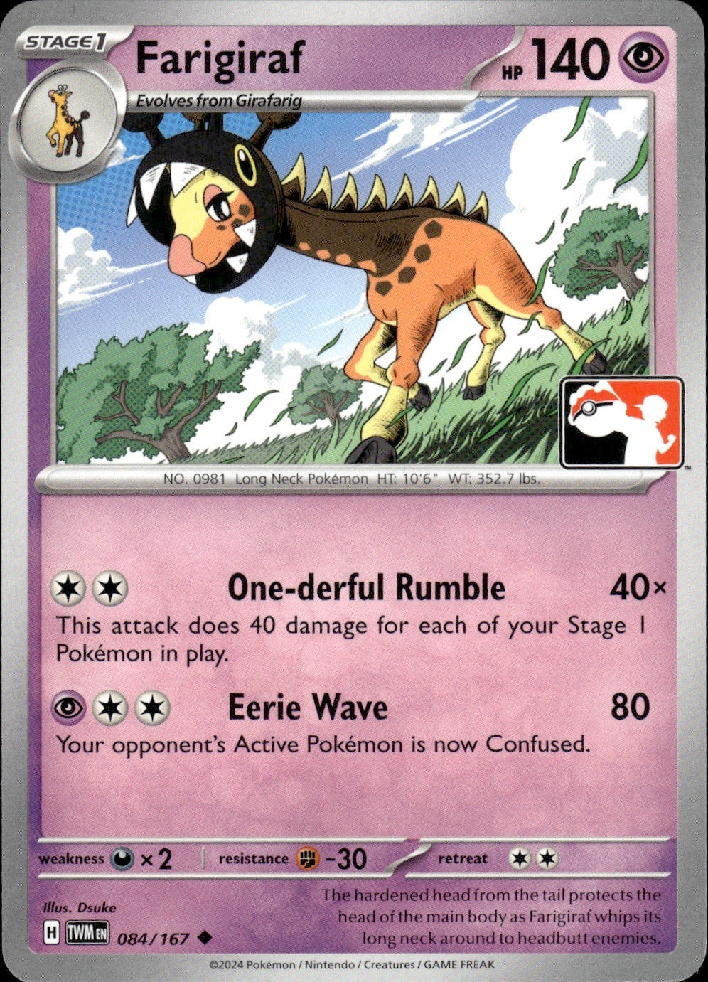 Farigiraf 084/167 Uncommon Prize Pack Series Cards Pokemon Near Mint