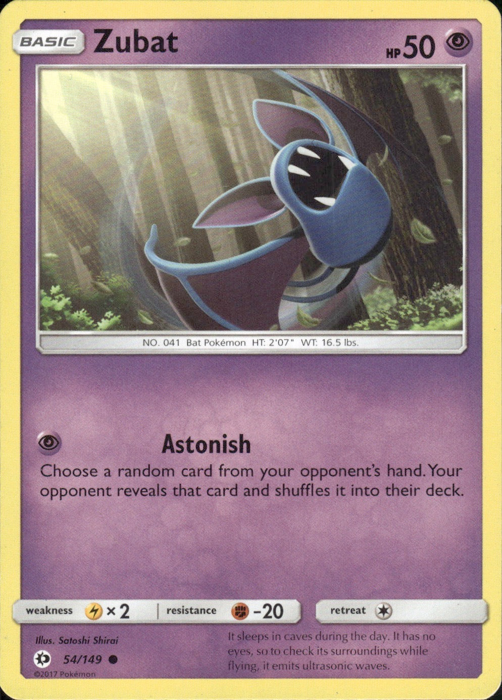 Zubat 54/149 Common SM Base Set Pokemon Lightly Played