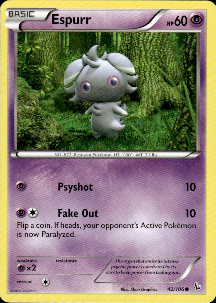 Espurr 42/106 Common Flashfire Pokemon Lightly Played