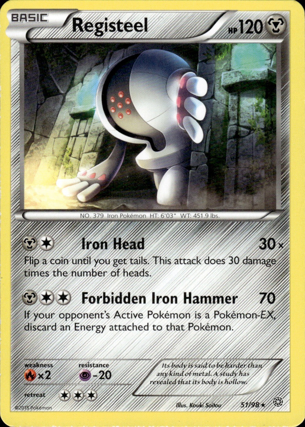 Registeel 51/98 Rare Ancient Origins Pokemon Lightly Played