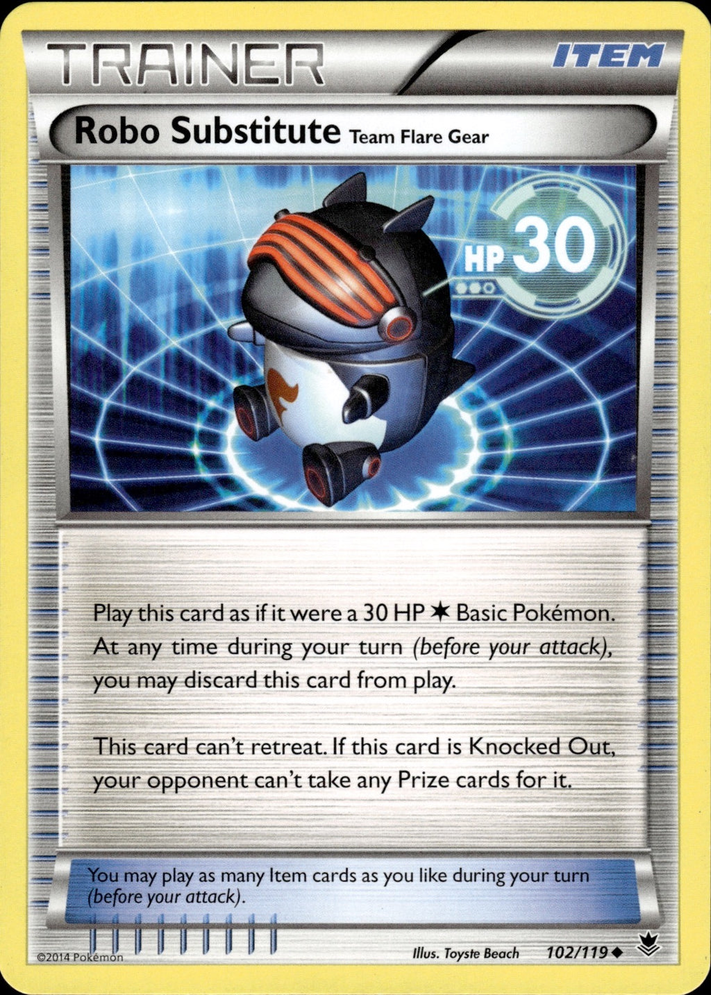 Robo Substitute Team Flare Gear 102/119 Uncommon Phantom Forces Pokemon LP