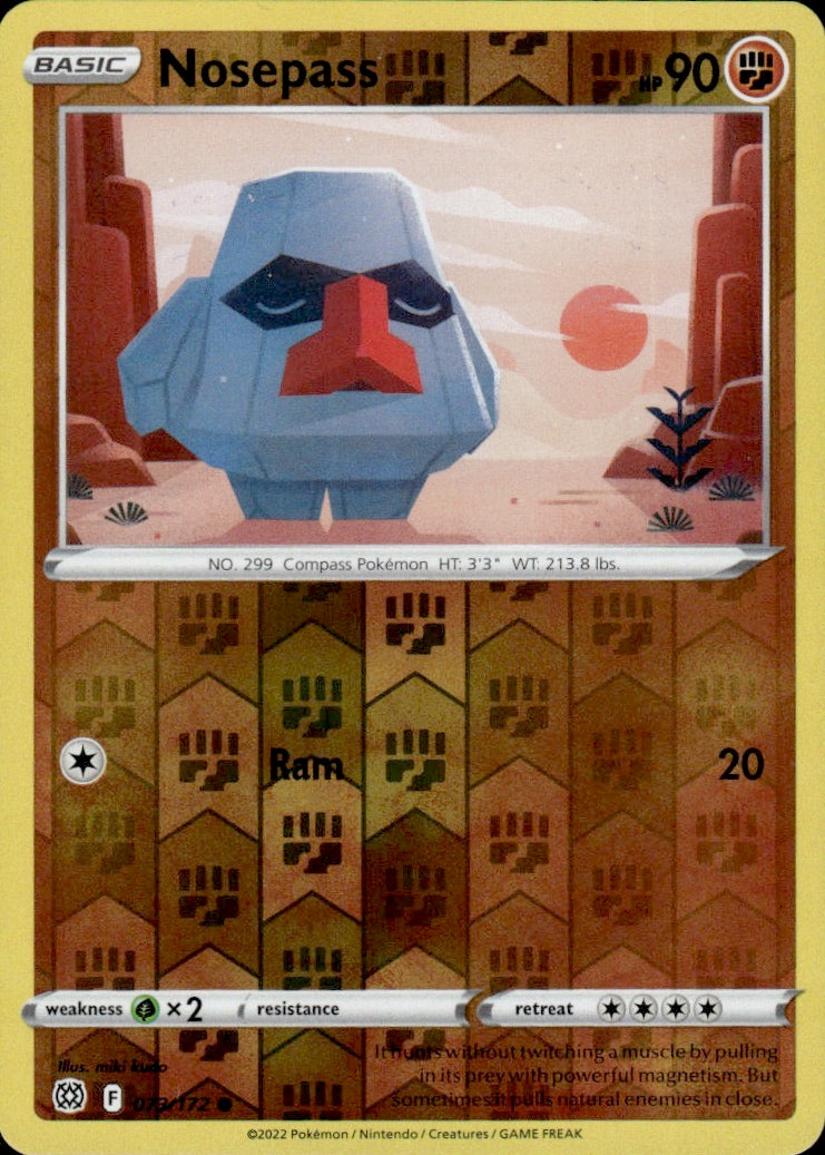 Nosepass 073/172 Common Brilliant Stars Pokemon Reverse Holo Lightly Played