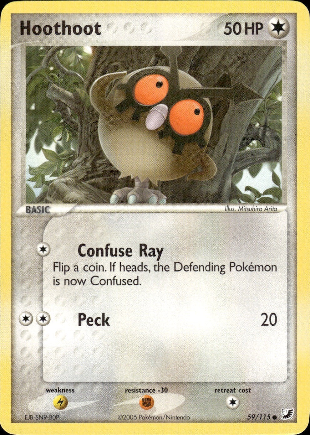 Hoothoot 59/115 Common Unseen Forces Pokemon Lightly Played