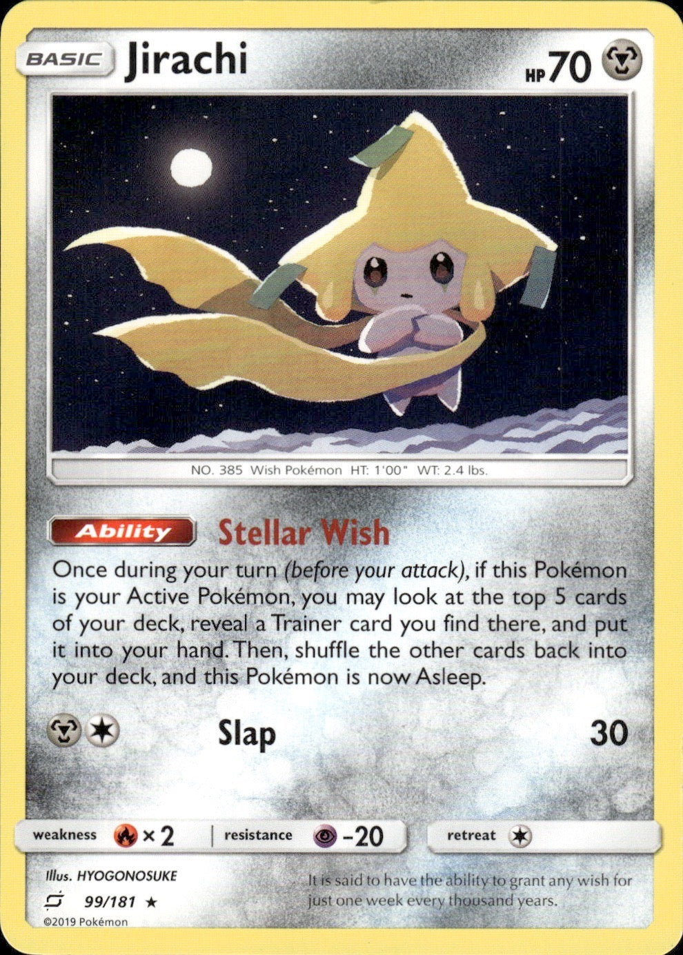 Jirachi 99/181 Holo Rare Team Up Pokemon Lightly Played