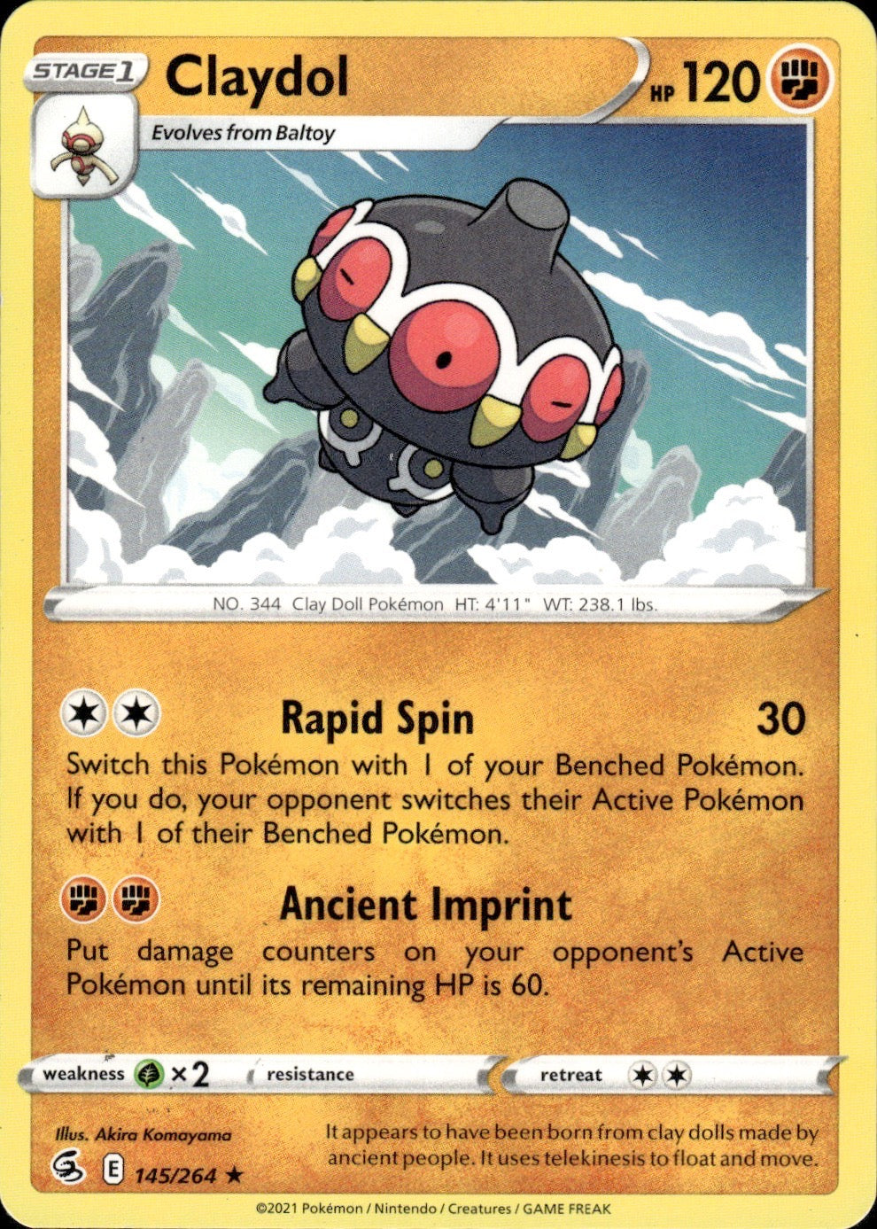 Claydol 145/264 Rare Fusion Strike Pokemon Lightly Played