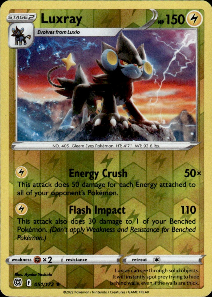 Luxray 051/172 Rare Brilliant Stars Pokemon Reverse Holo Lightly Played