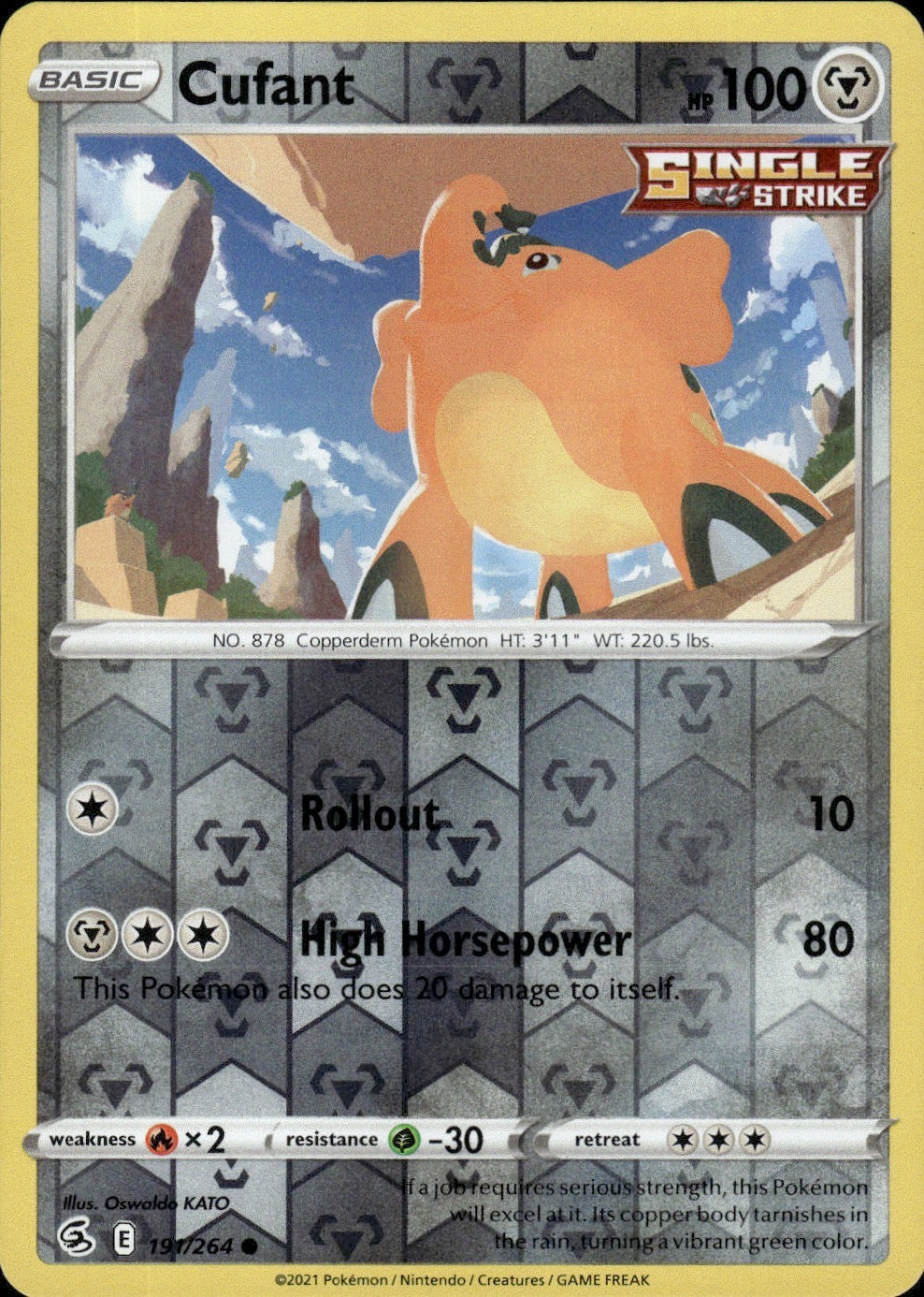 Cufant 191/264 Common Fusion Strike Pokemon Reverse Holo Lightly Played