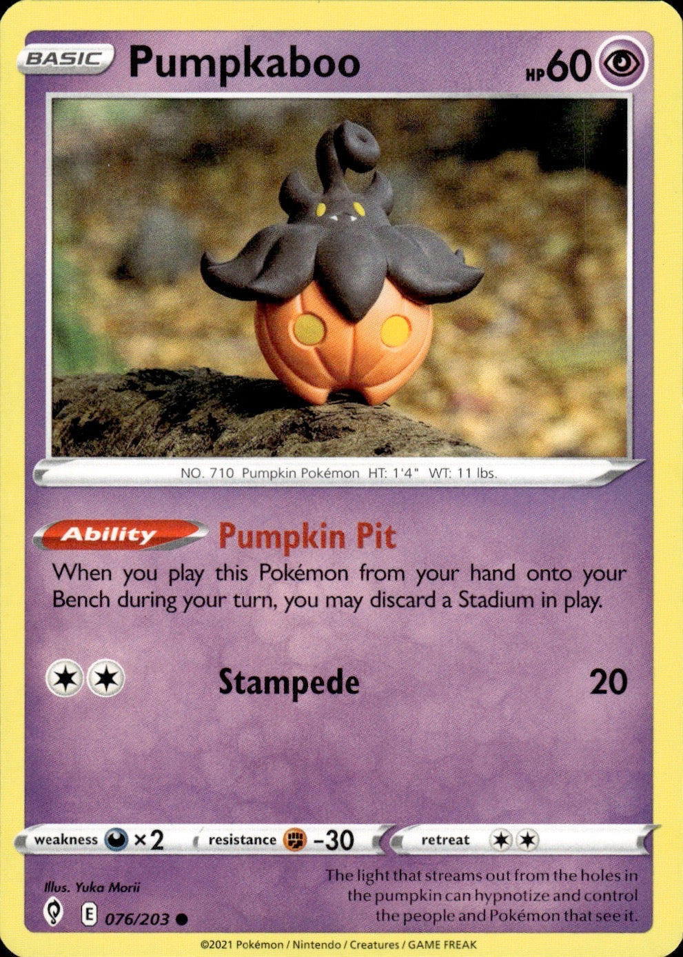 Pumpkaboo 076/203 Common Evolving Skies Pokemon Lightly Played