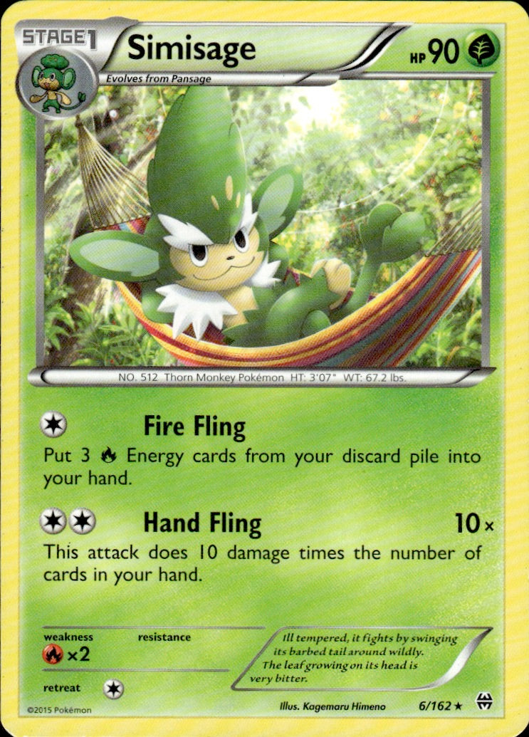 Simisage 6/162 Rare BREAKthrough Pokemon Lightly Played
