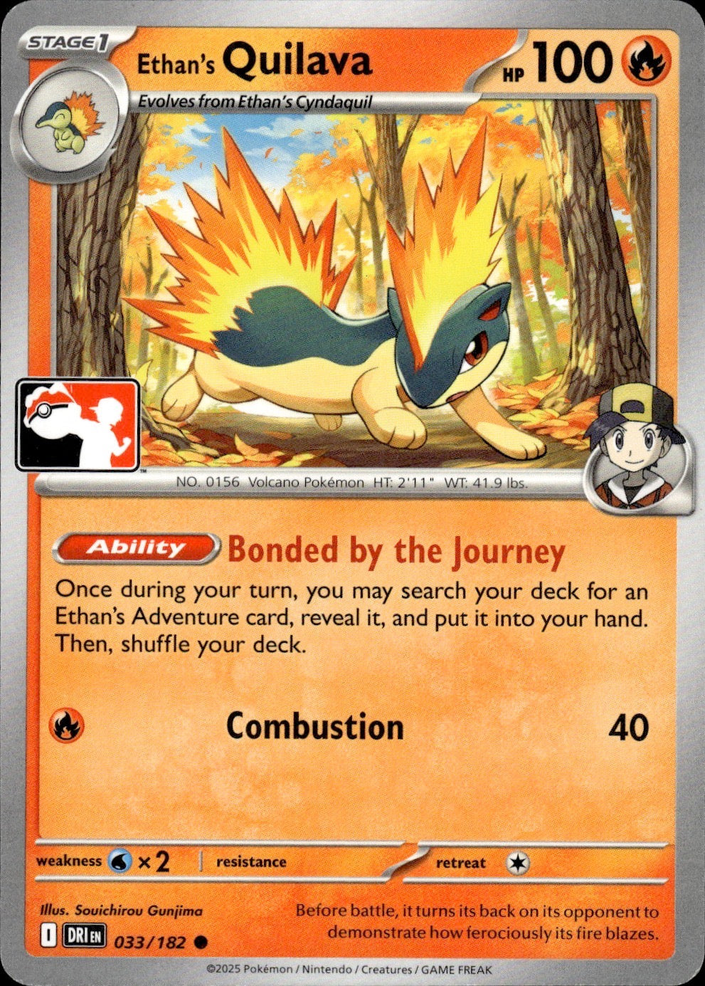Ethan's Quilava 033/182 Common Prize Pack Series Cards Pokemon Near Mint