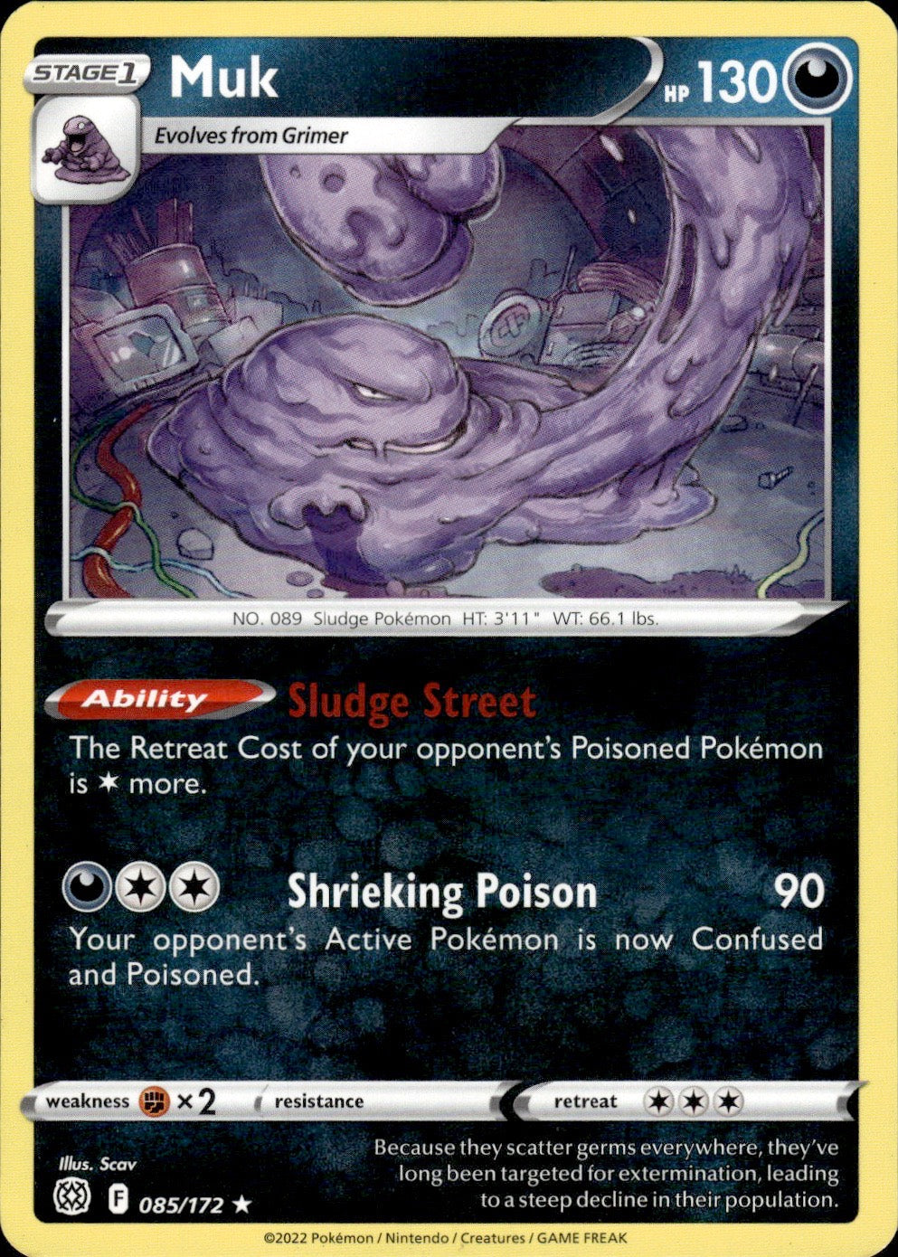 Muk 085/172 Rare Brilliant Stars Pokemon Lightly Played
