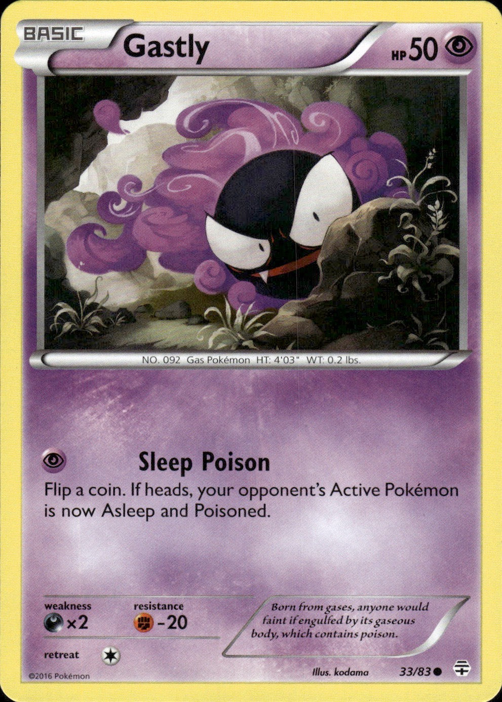 Gastly 33/83 Common Generations Pokemon Lightly Played