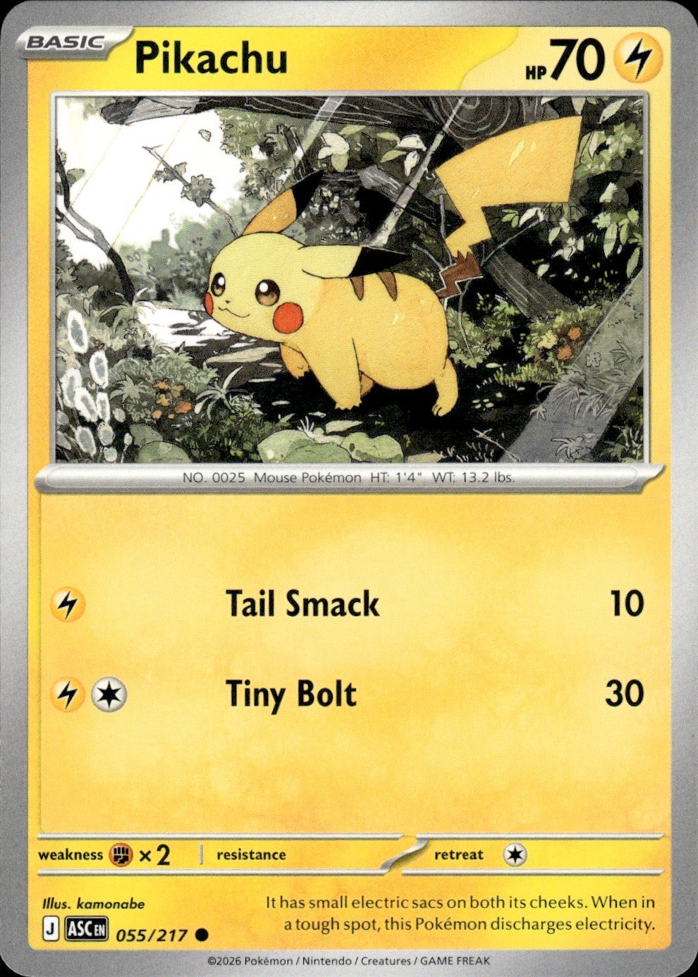 Pikachu 055/217 Common Ascended Heroes Pokemon Lightly Played
