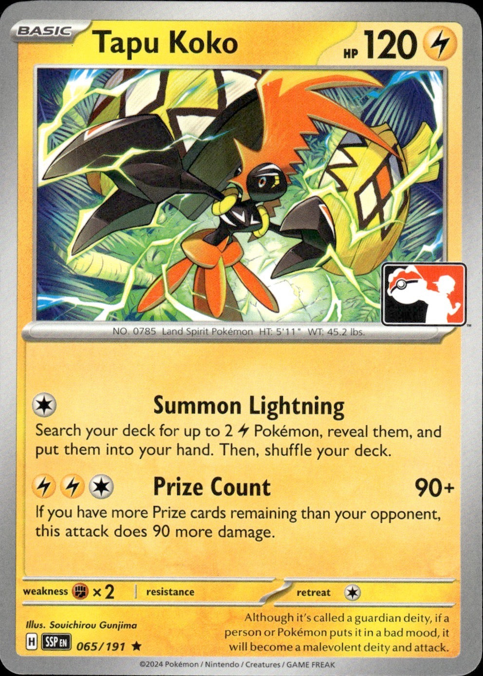 Tapu Koko 065/191 Rare Prize Pack Series Cards Pokemon Near Mint