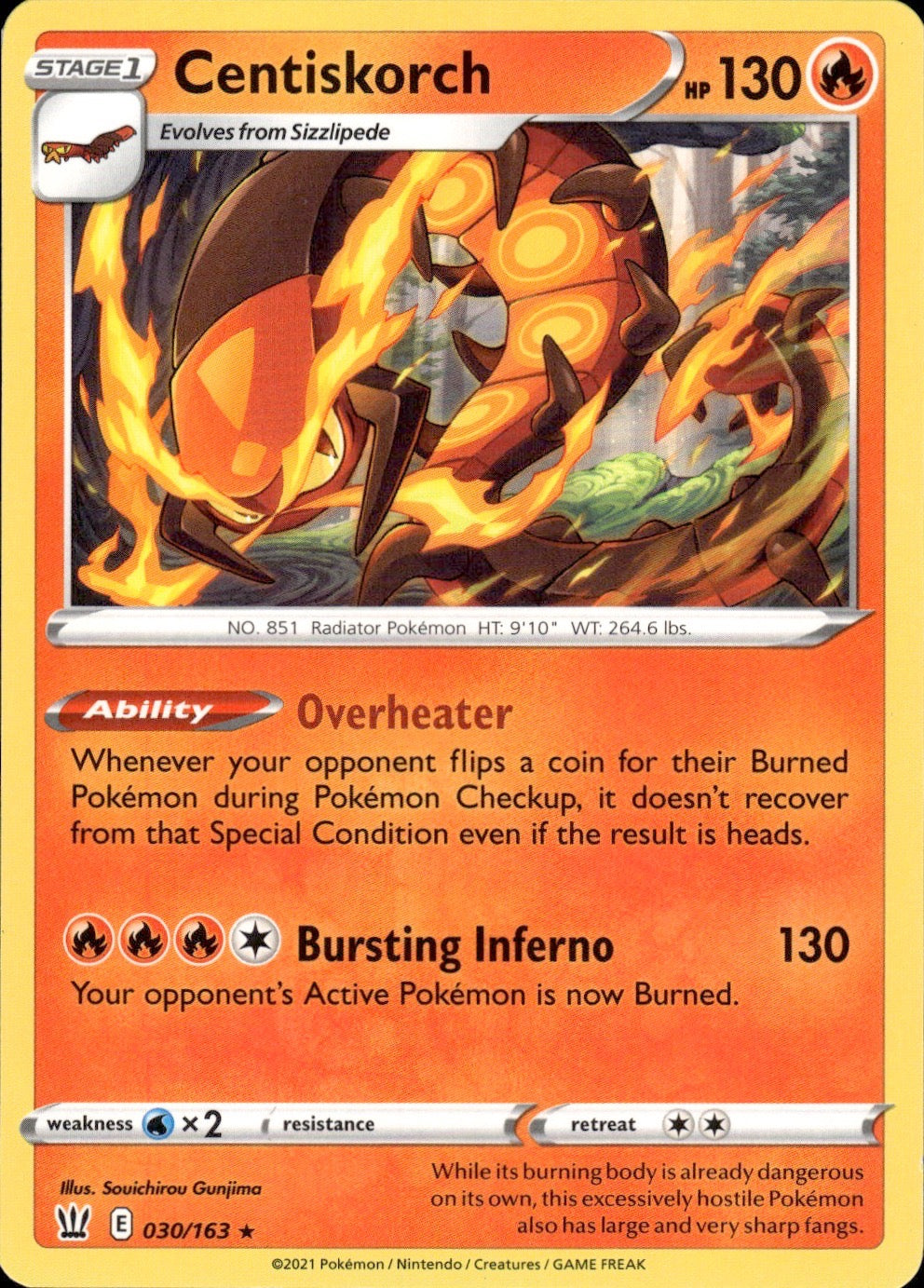 Centiskorch 030/163 Rare Battle Styles Pokemon Lightly Played