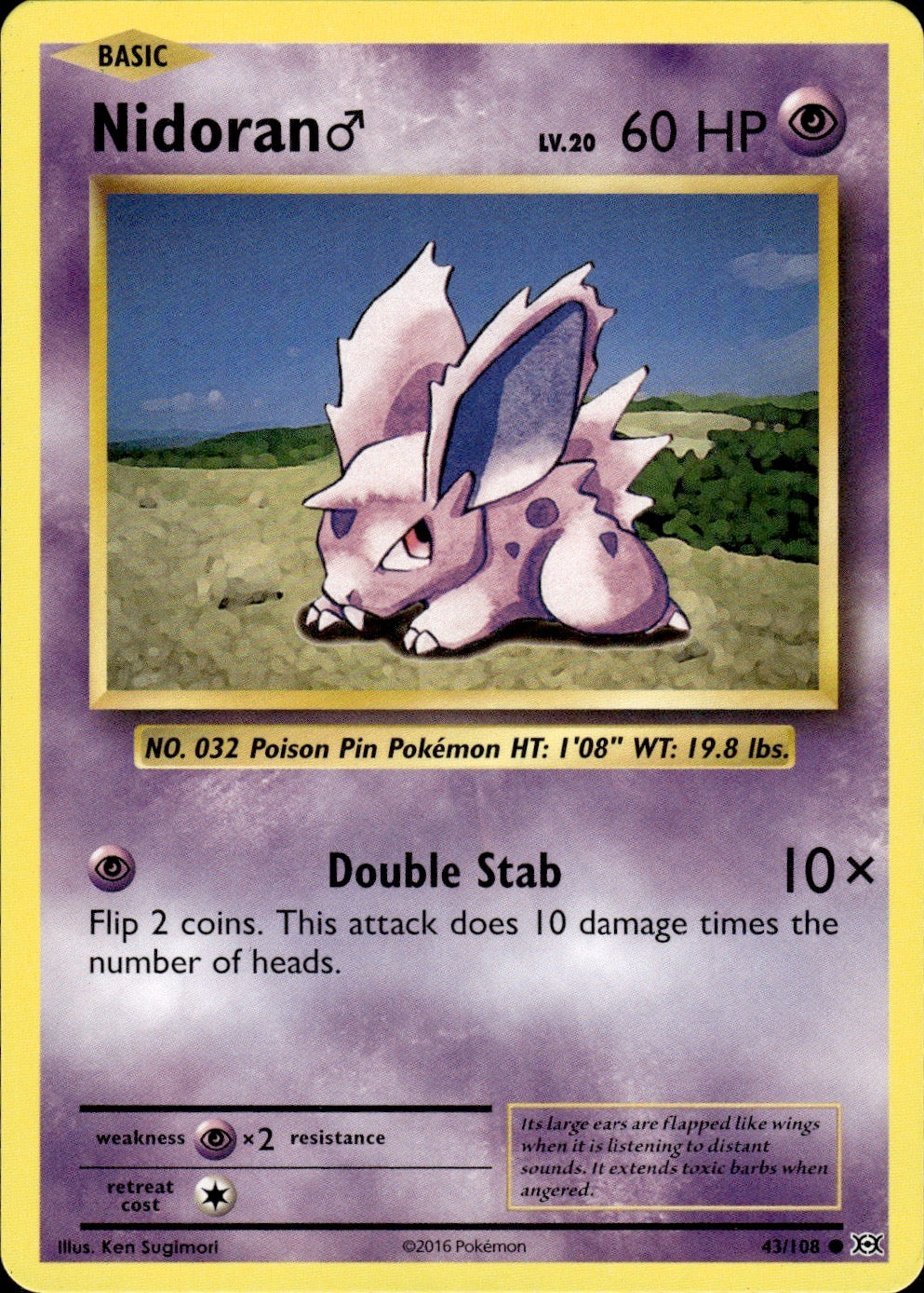Nidoran M 43/108 Common Evolutions Pokemon Lightly Played
