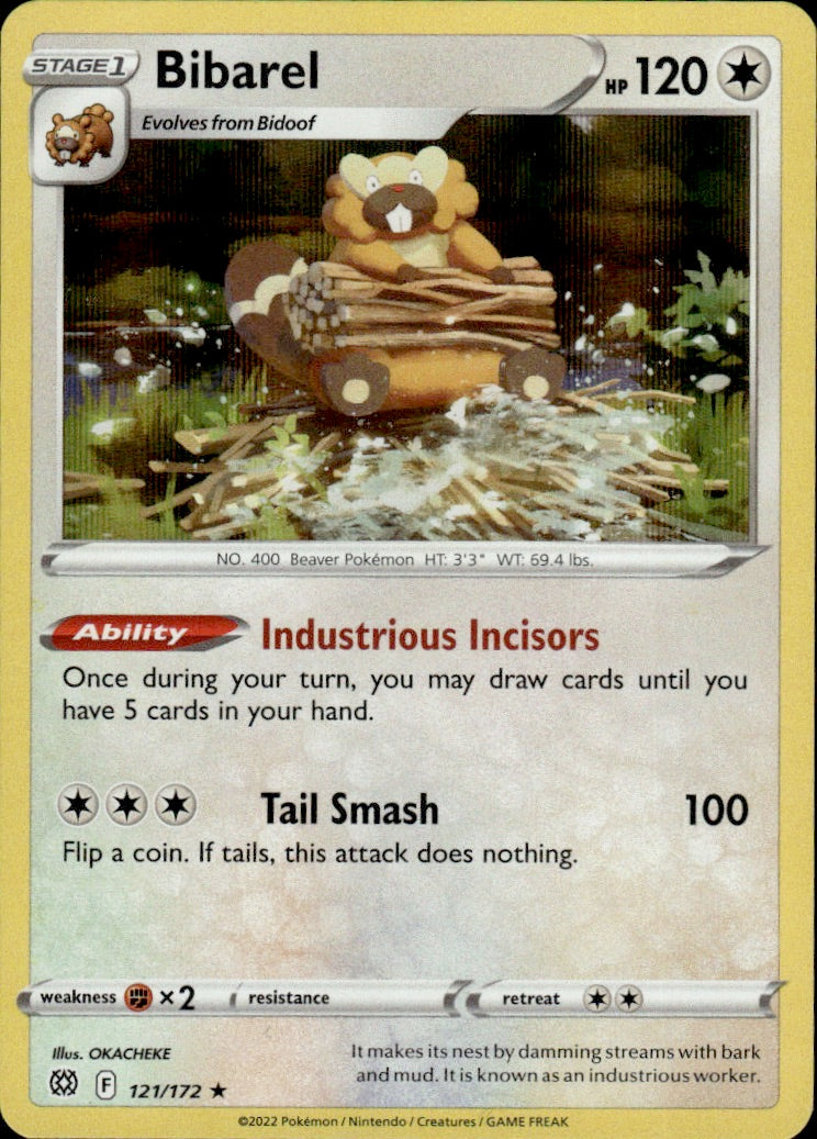 Bibarel 121/172 Holo Rare Brilliant Stars Pokemon Lightly Played