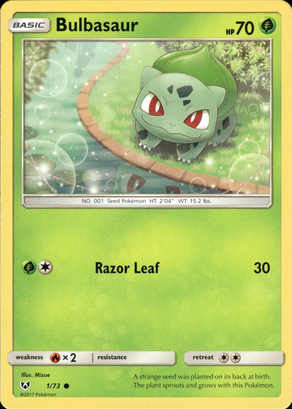 Bulbasaur 1/73 Common Shining Legends Pokemon Lightly Played