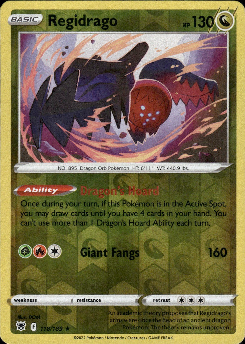 Regidrago 118/189 Rare Astral Radiance Pokemon Reverse Holo Lightly Played