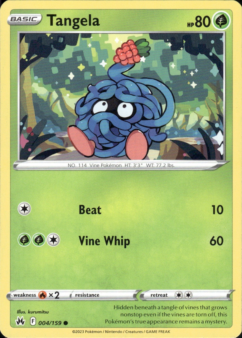 Tangela 004/159 Common Crown Zenith Pokemon Lightly Played