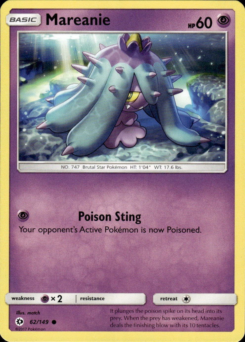 Mareanie 62/149 Common SM Base Set Pokemon Lightly Played