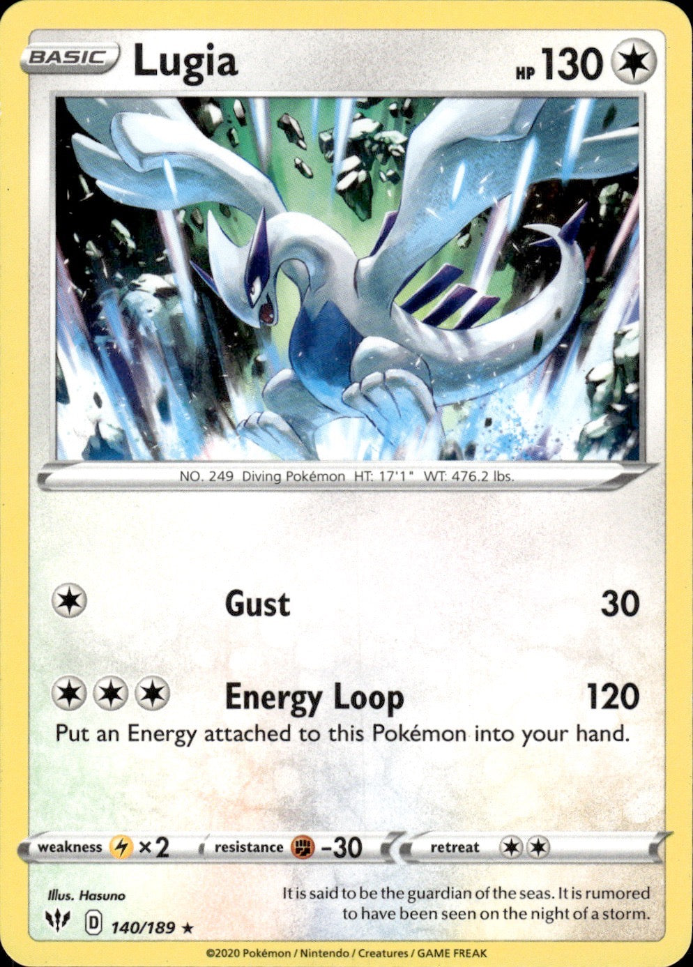 Lugia 140/189 Rare Darkness Ablaze Pokemon Lightly Played
