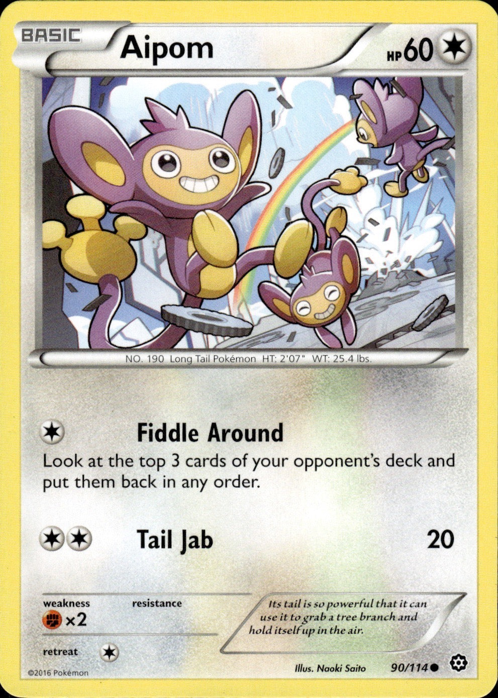Aipom 90/114 Common Steam Siege Pokemon Lightly Played