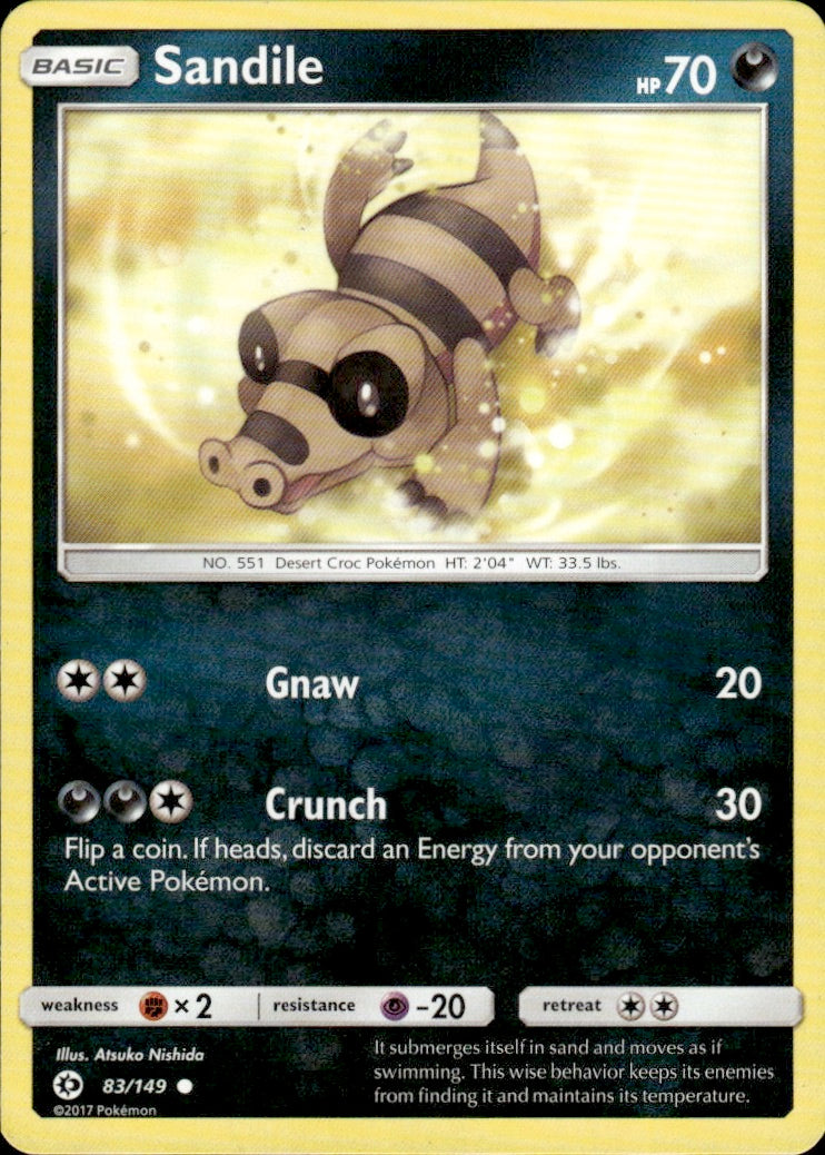 Sandile 83/149 Common SM Base Set Pokemon Lightly Played