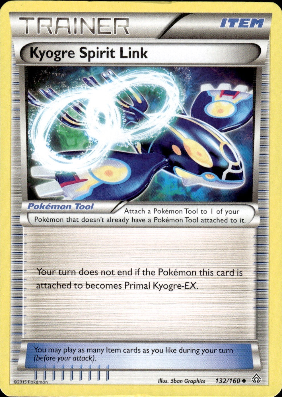 Kyogre Spirit Link 132/160 Uncommon Primal Clash Pokemon Lightly Played