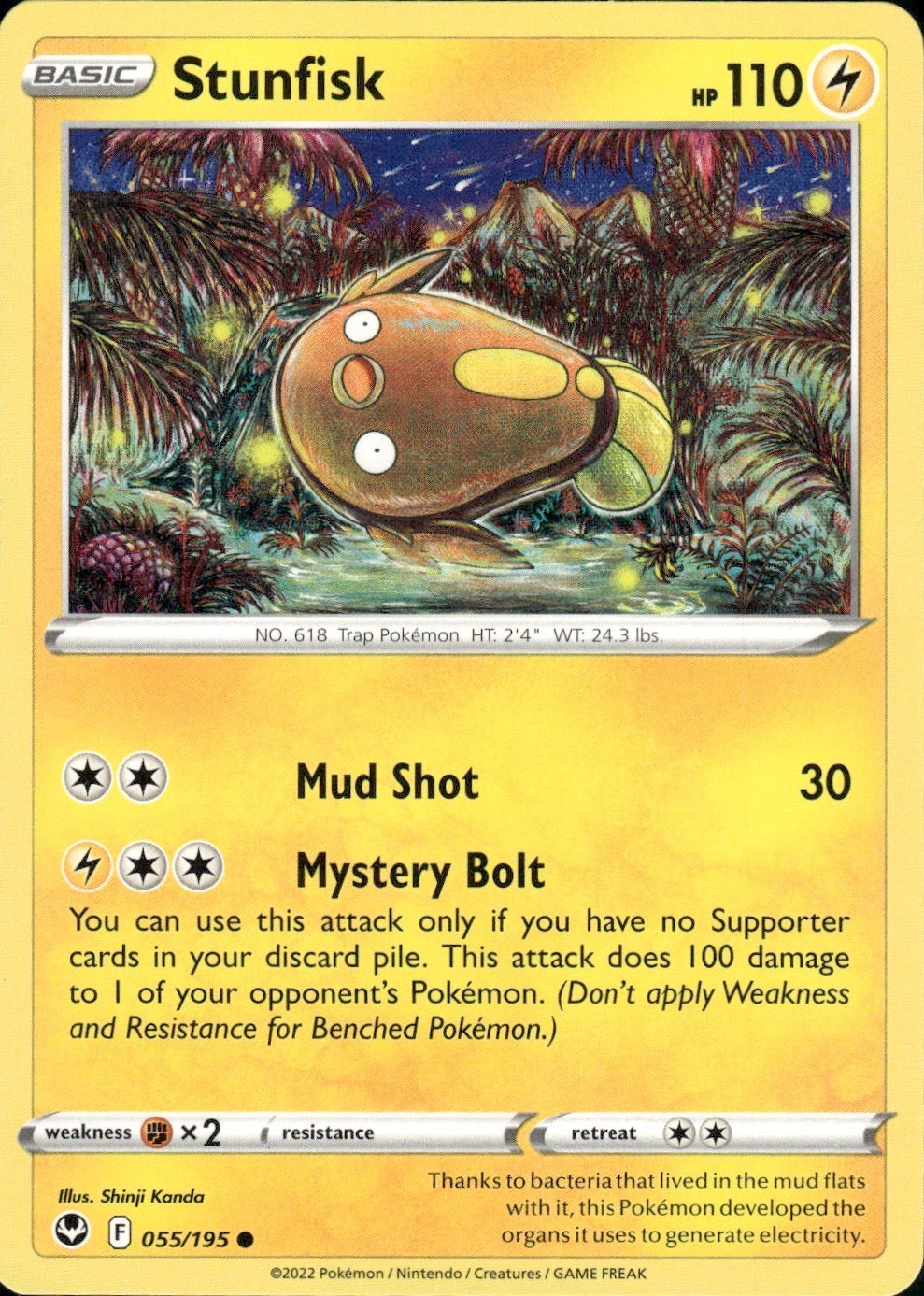Stunfisk 055/195 Common Silver Tempest Pokemon Lightly Played