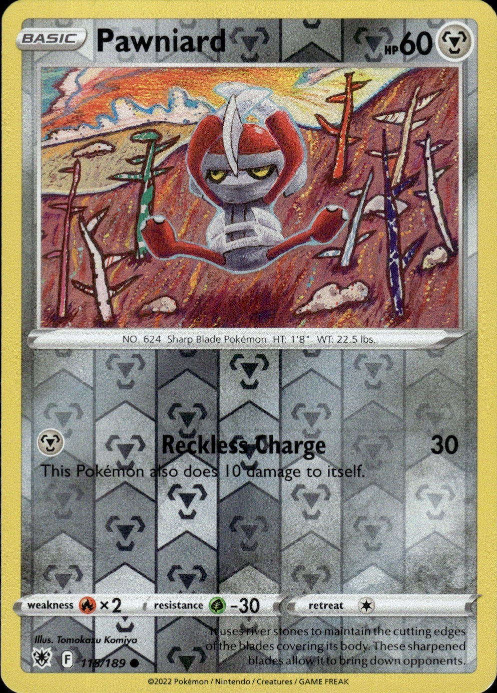 Pawniard 115/189 Common Astral Radiance Pokemon Reverse Holo Lightly Played