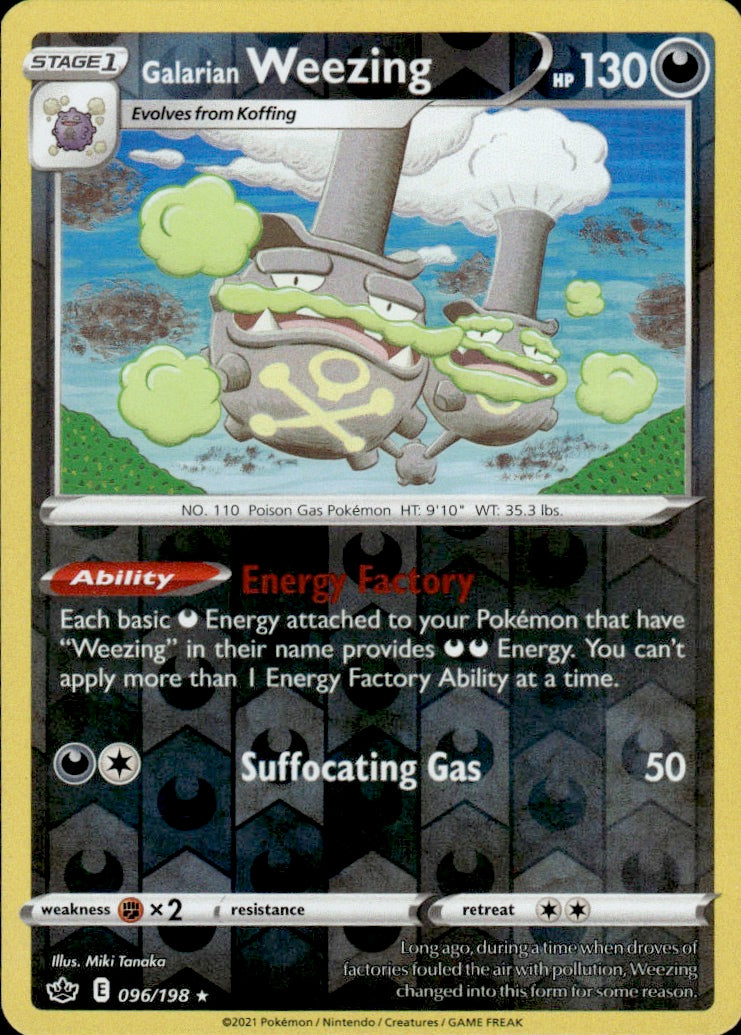 Galarian Weezing 096/198 Rare Chilling Reign Pokemon Reverse Holo Lightly Played