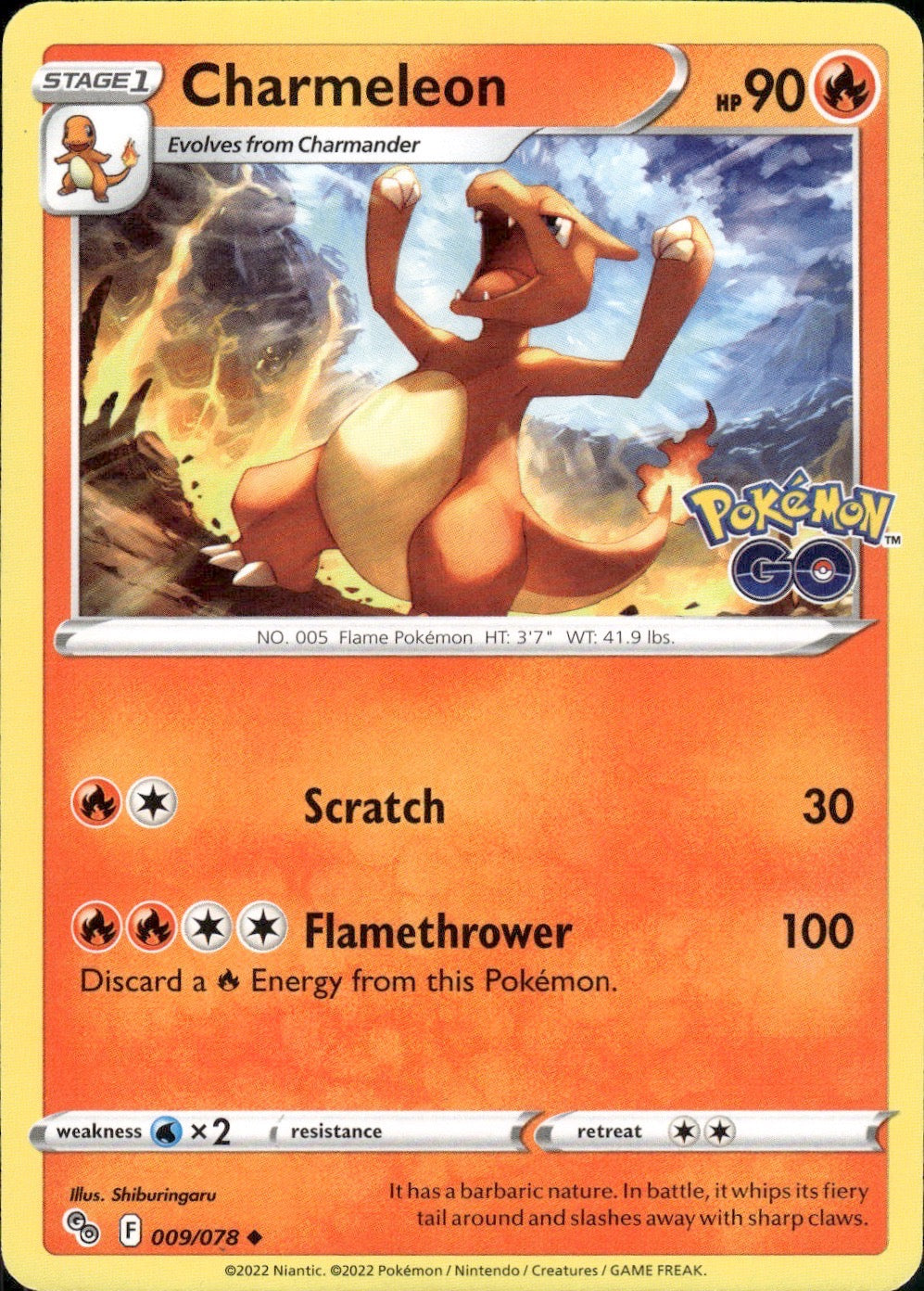 Charmeleon 009/078 Uncommon Pokemon GO Pokemon Lightly Played