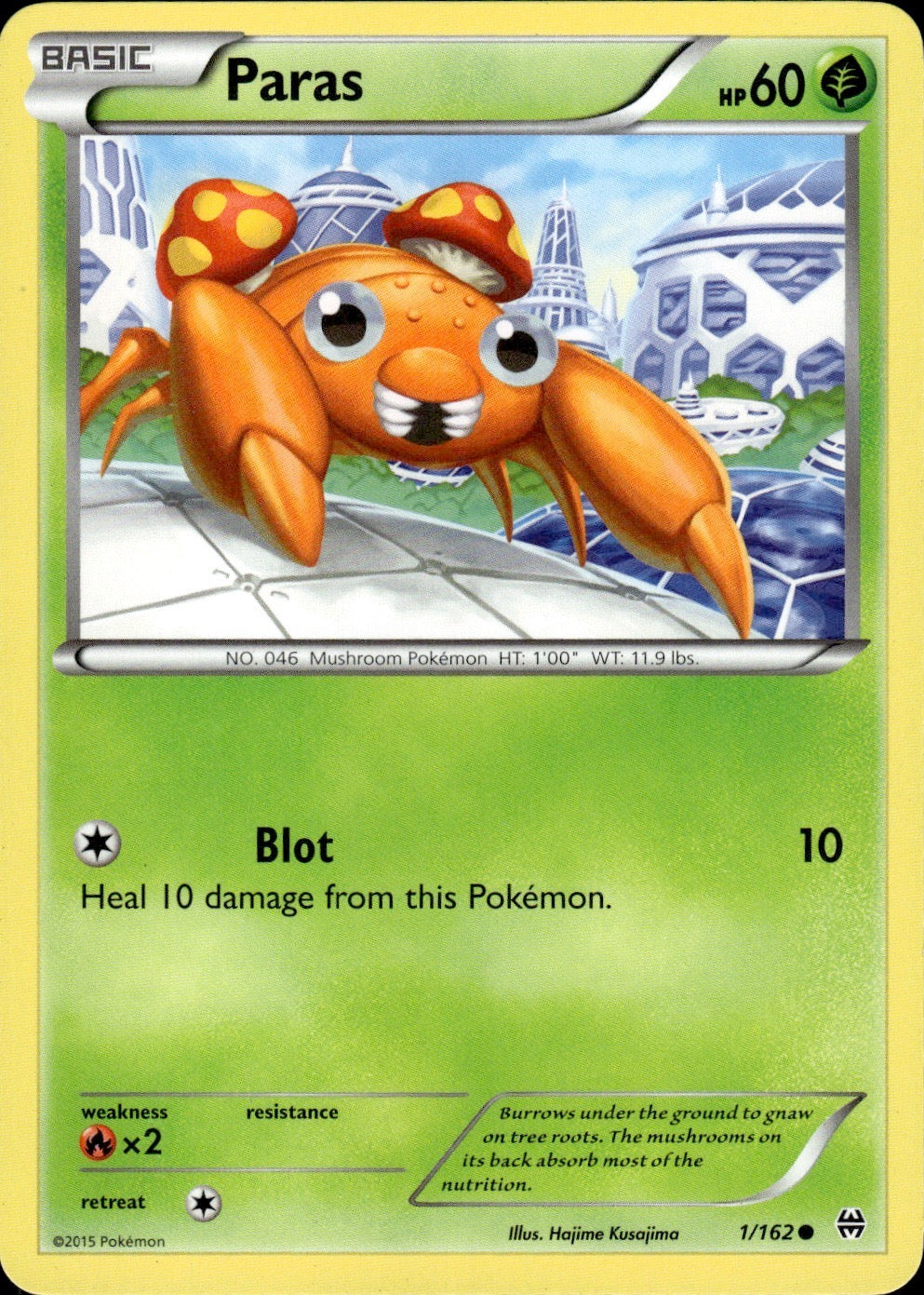 Paras 1/162 Common BREAKthrough Pokemon Lightly Played