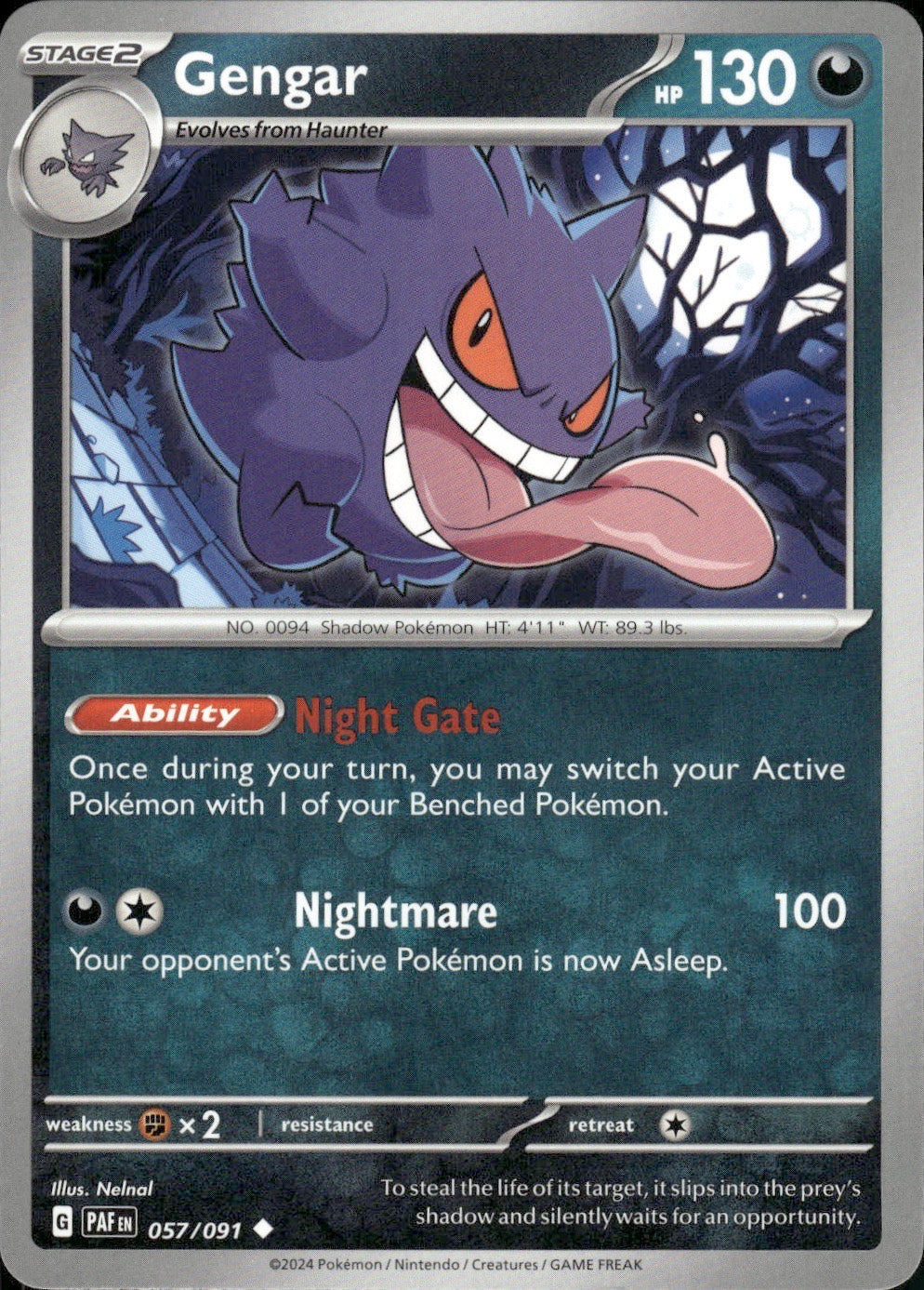 Gengar 057/091 Uncommon Paldean Fates Pokemon Lightly Played