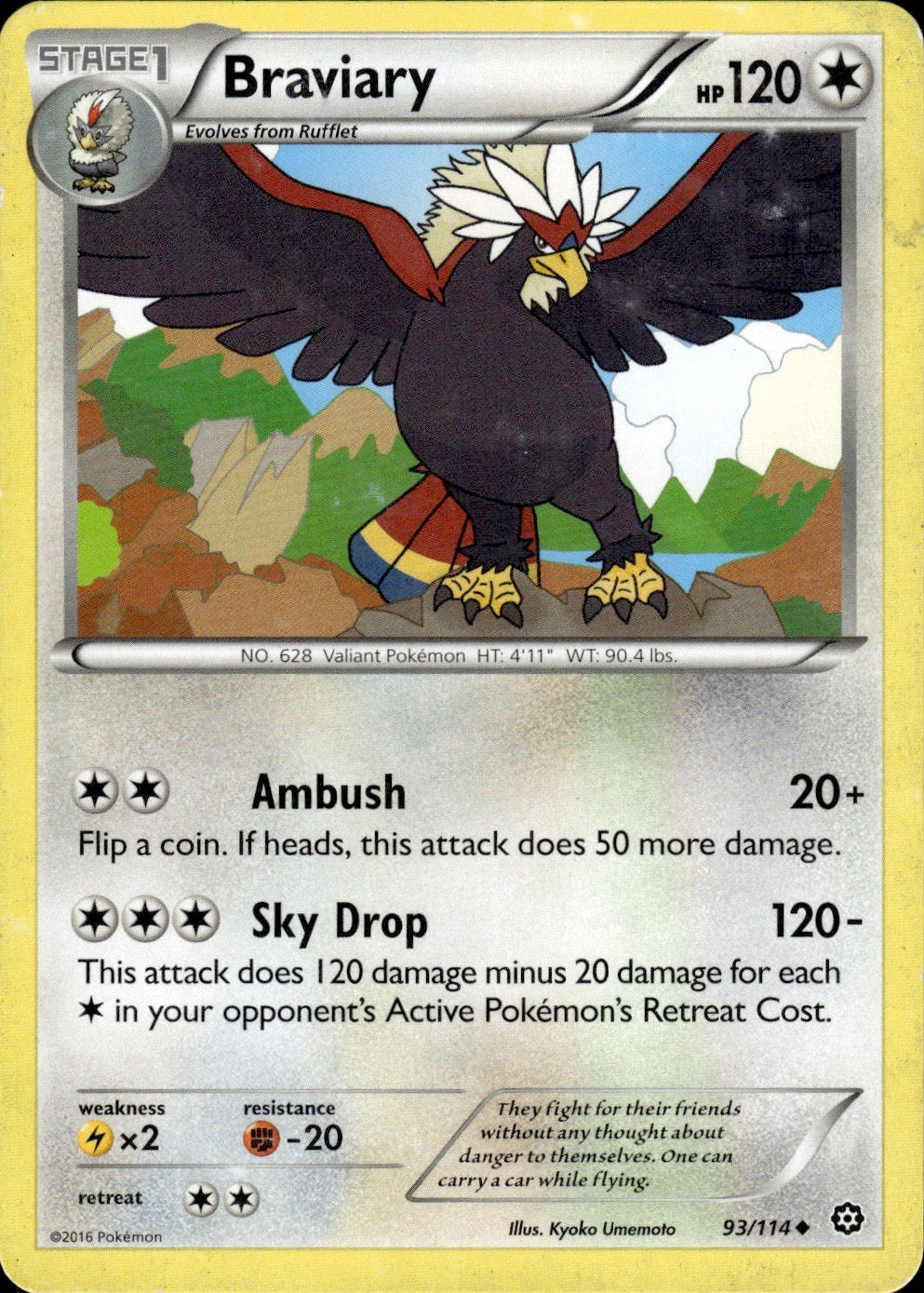 Braviary 93/114 Uncommon Steam Siege Pokemon Lightly Played