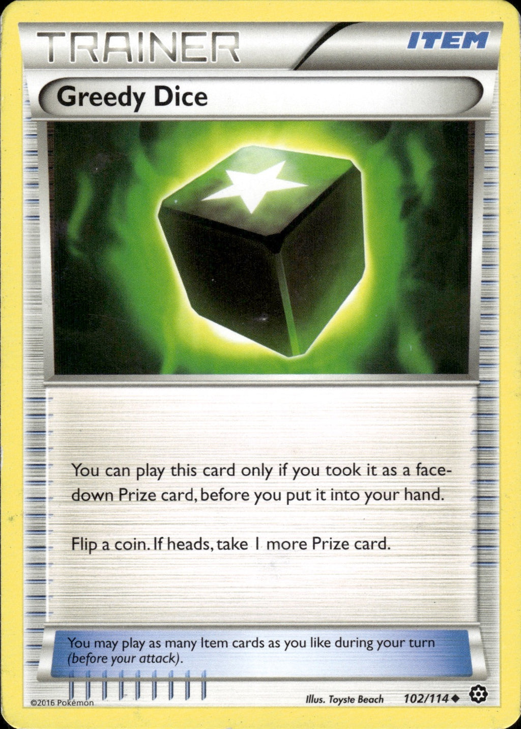 Greedy Dice 102/114 Uncommon Steam Siege Pokemon Lightly Played