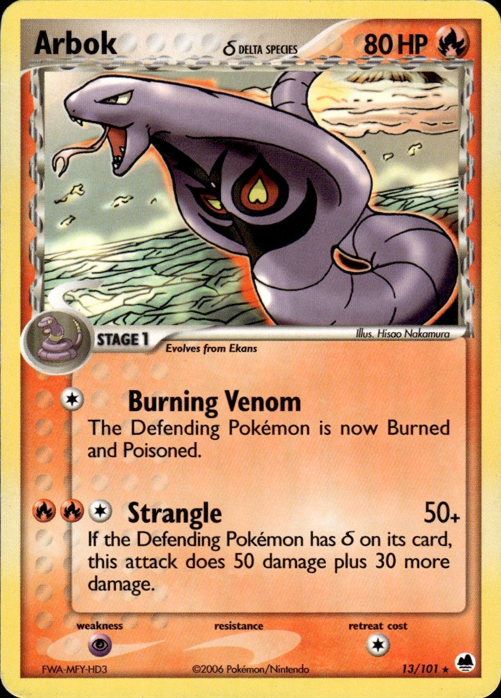 Arbok 13/101 Rare Dragon Frontiers Pokemon Lightly Played