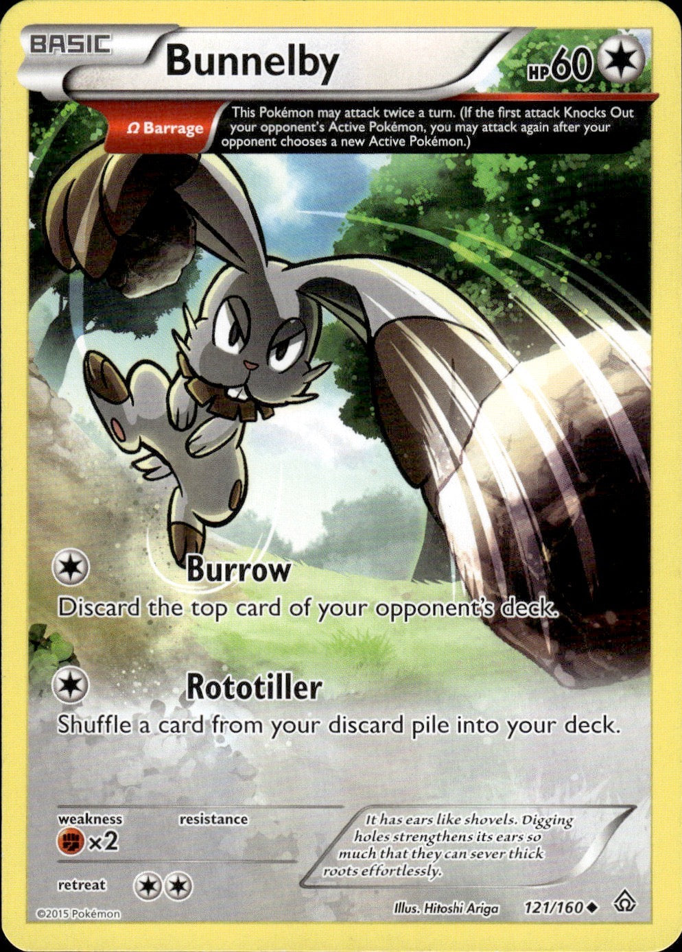 Bunnelby 121/160 Uncommon Primal Clash Pokemon Lightly Played