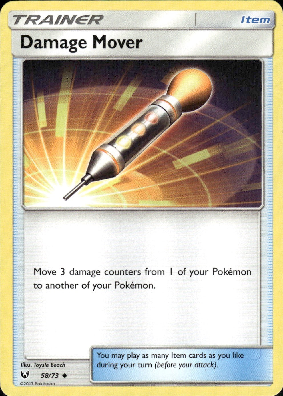 Damage Mover 58/73 Uncommon Shining Legends Pokemon Lightly Played