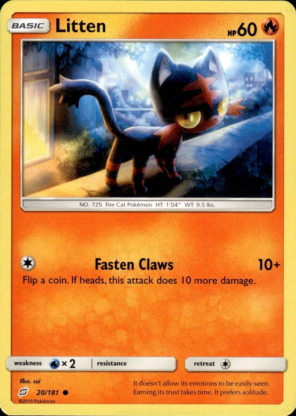 Litten 20/181 Common Team Up Pokemon Lightly Played