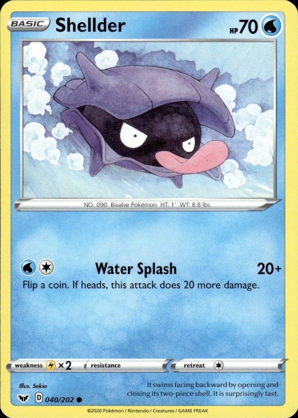 Shellder 040/202 Common Sword & Shield Pokemon Lightly Played
